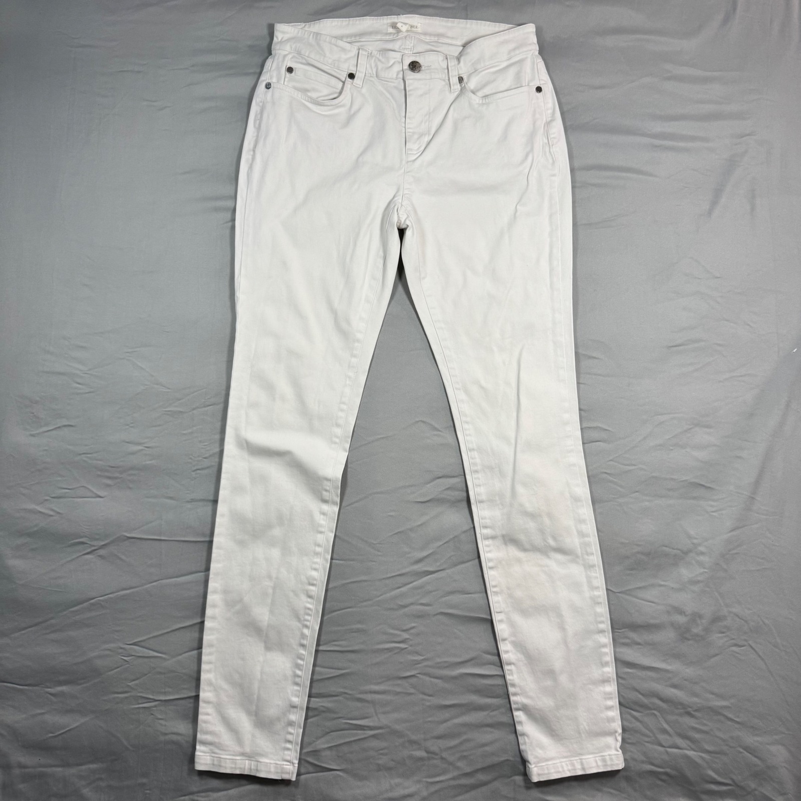 Eileen Fisher White Skinny Jeans Womens 6 Mid Rise Stretch Career Timeless Chic